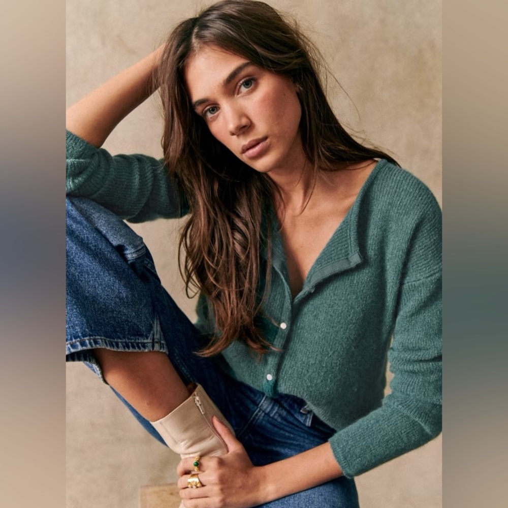 Sezane | LIKE NEW! Gaspard Super Kid Mohair Alpaca Cardigan In Sage Size: Medium